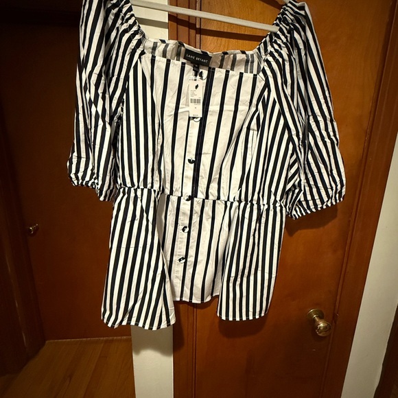 NWT Lane Bryant Striped Black and White Blouse - Picture 1 of 3